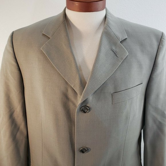 Alexandre London Savile Row‎ Suit Jacket Sports Coat Wool 2 Button 40S Gray Sage - Picture 6 of 12